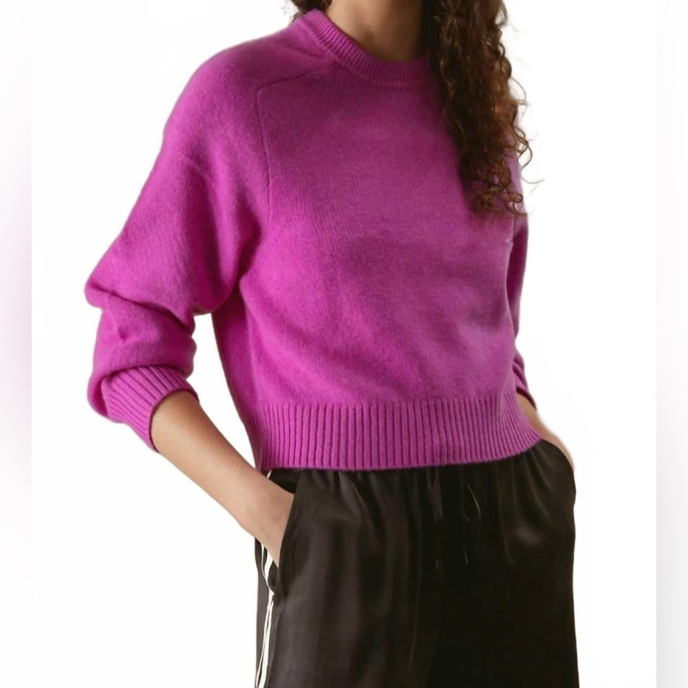27 miles cashmere Fuchsia purple pink magenta sweater distressed